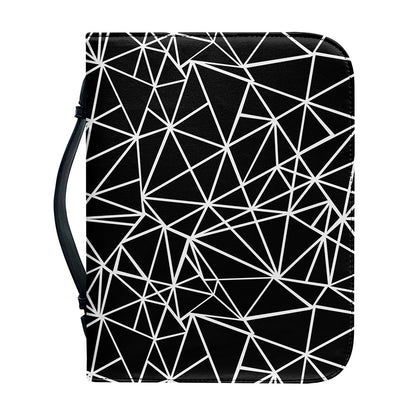 Black And White Geometric Mosaic Print Leather Bible Cover