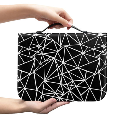 Black And White Geometric Mosaic Print Leather Bible Cover
