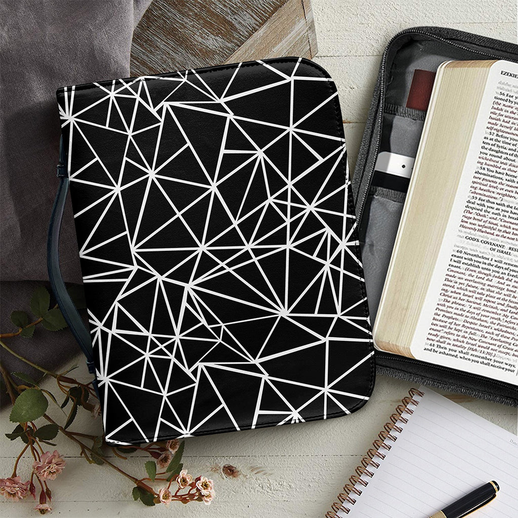 Black And White Geometric Mosaic Print Leather Bible Cover