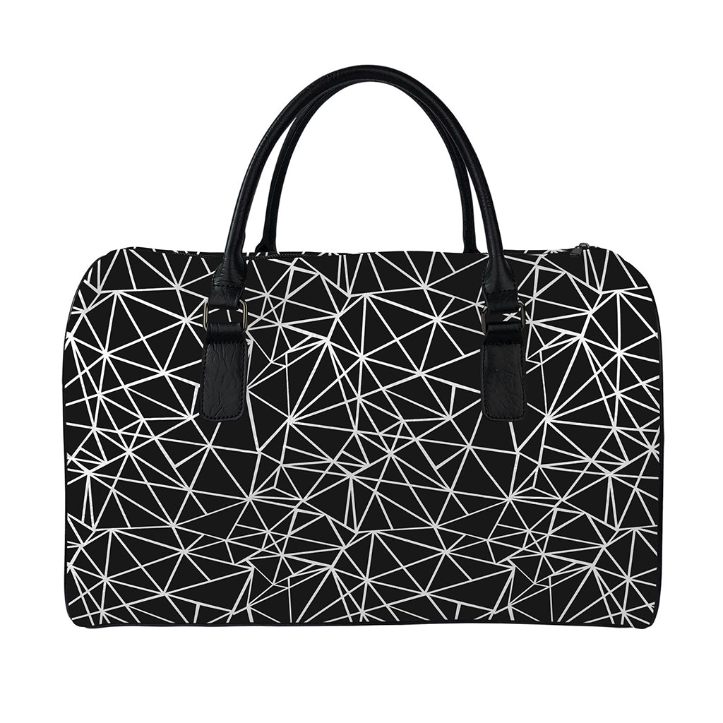 Black And White Geometric Mosaic Print Leather Duffle Bag