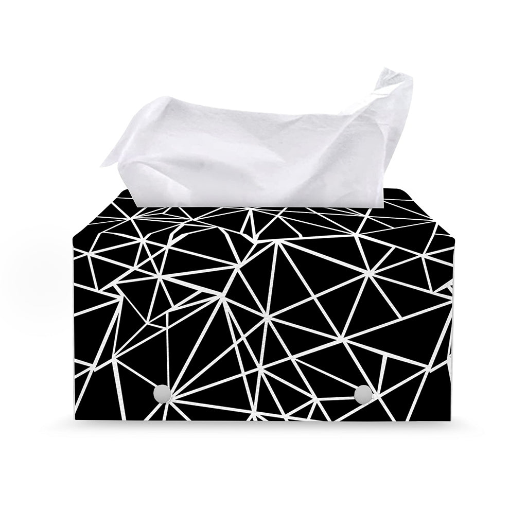 Black And White Geometric Mosaic Print Leather Tissue Box Cover