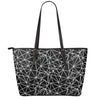 Black And White Geometric Mosaic Print Leather Tote Bag