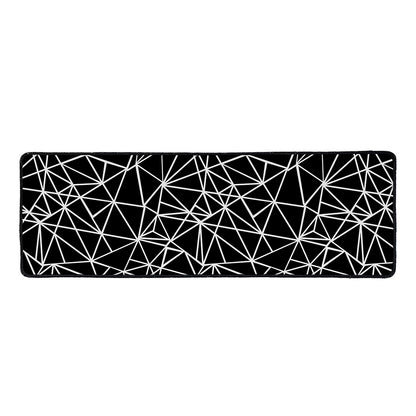 Black And White Geometric Mosaic Print Long Kitchen Mat