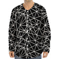 Black And White Geometric Mosaic Print Long Sleeve Baseball Jersey