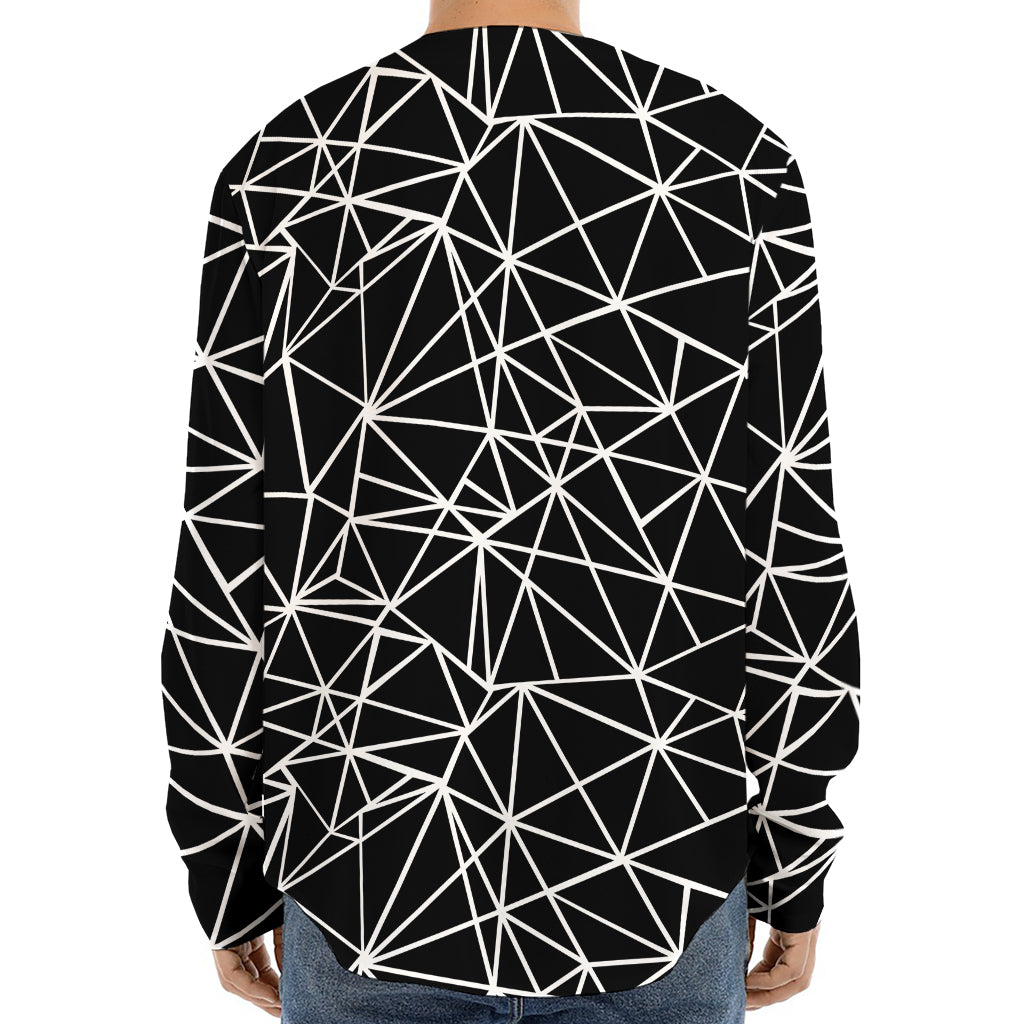 Black And White Geometric Mosaic Print Long Sleeve Baseball Jersey