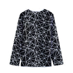 Black And White Geometric Mosaic Print Long Sleeve Short Coat