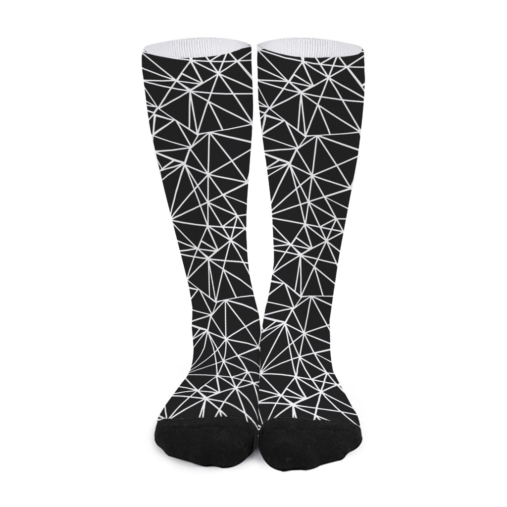 Black And White Geometric Mosaic Print Long Socks