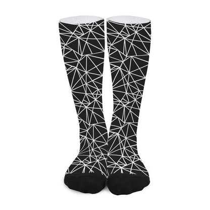 Black And White Geometric Mosaic Print Long Socks