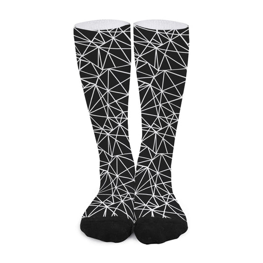 Black And White Geometric Mosaic Print Long Socks