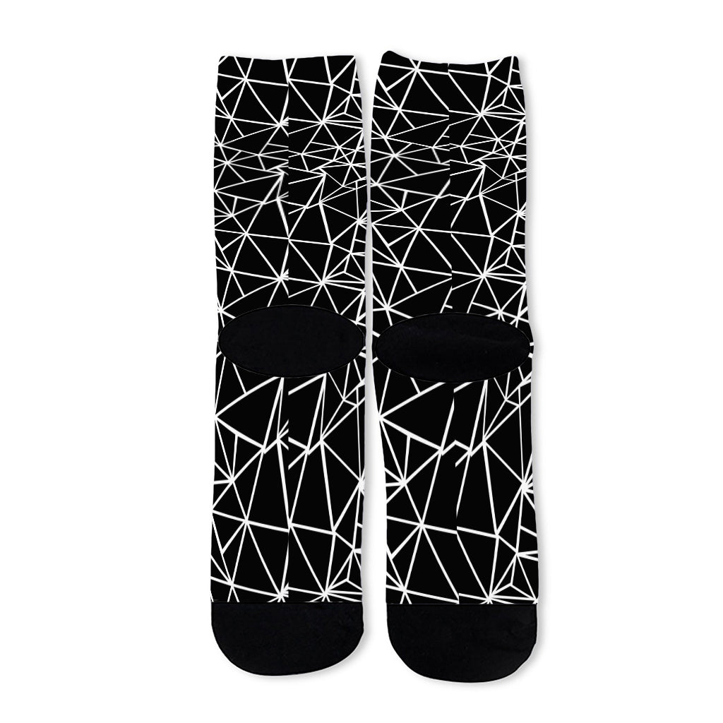 Black And White Geometric Mosaic Print Long Socks
