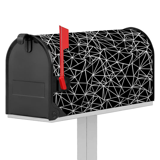 Black And White Geometric Mosaic Print Mailbox Cover