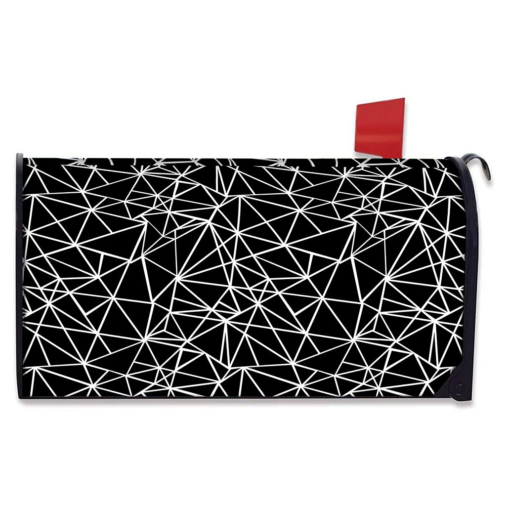 Black And White Geometric Mosaic Print Mailbox Cover