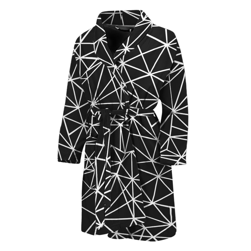 Black And White Geometric Mosaic Print Men's Bathrobe