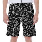 Black And White Geometric Mosaic Print Men's Beach Shorts
