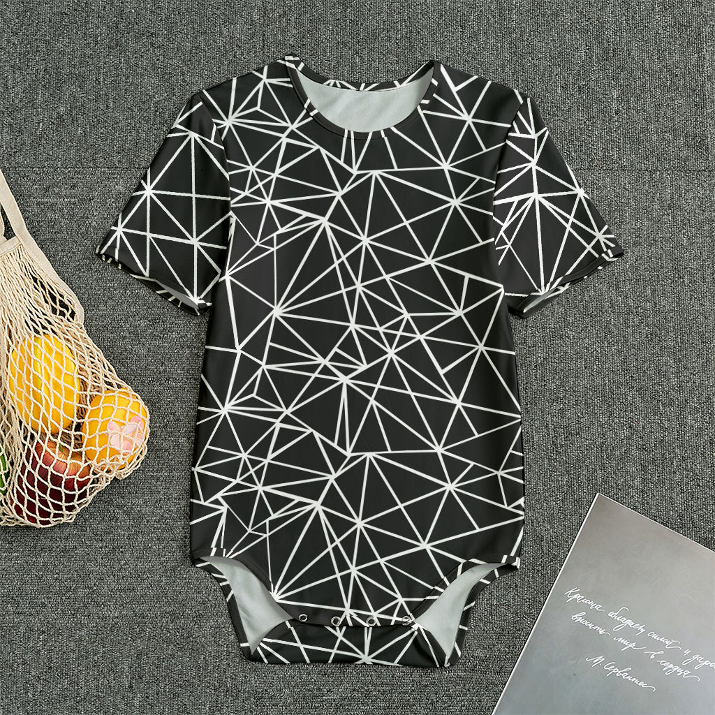 Black And White Geometric Mosaic Print Men's Bodysuit