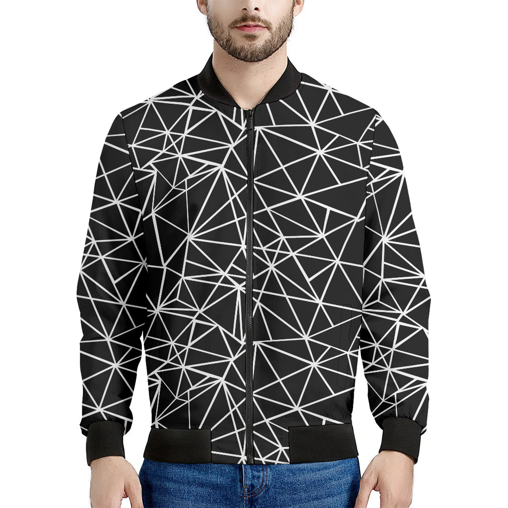 Black And White Geometric Mosaic Print Men's Bomber Jacket