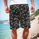 Black And White Geometric Mosaic Print Men's Cargo Shorts