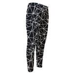 Black And White Geometric Mosaic Print Men's Compression Pants