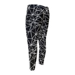 Black And White Geometric Mosaic Print Men's Compression Pants