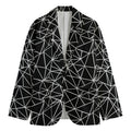 Black And White Geometric Mosaic Print Men's Cotton Blazer