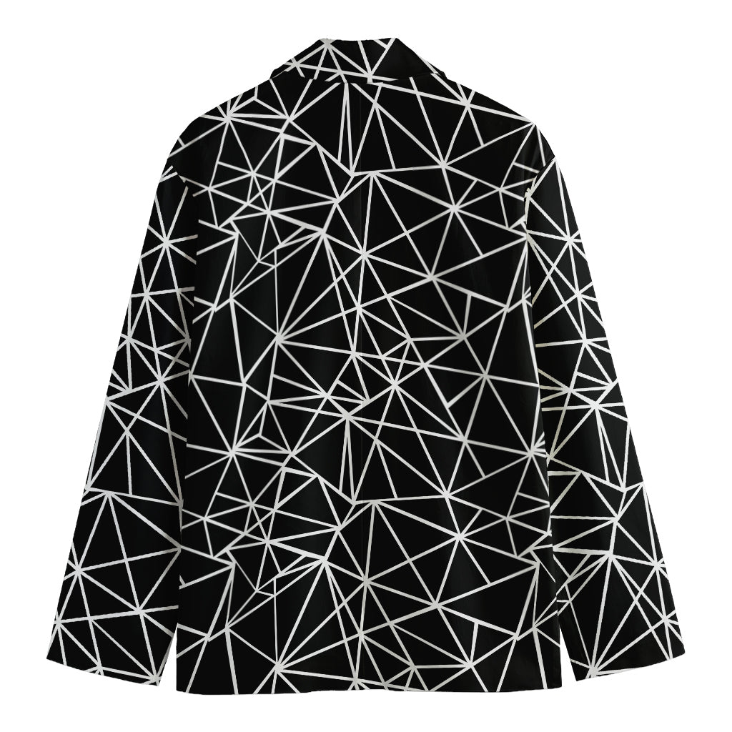 Black And White Geometric Mosaic Print Men's Cotton Blazer