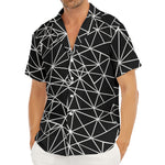 Black And White Geometric Mosaic Print Men's Deep V-Neck Shirt