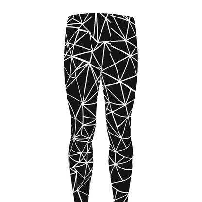 Black And White Geometric Mosaic Print Men's leggings