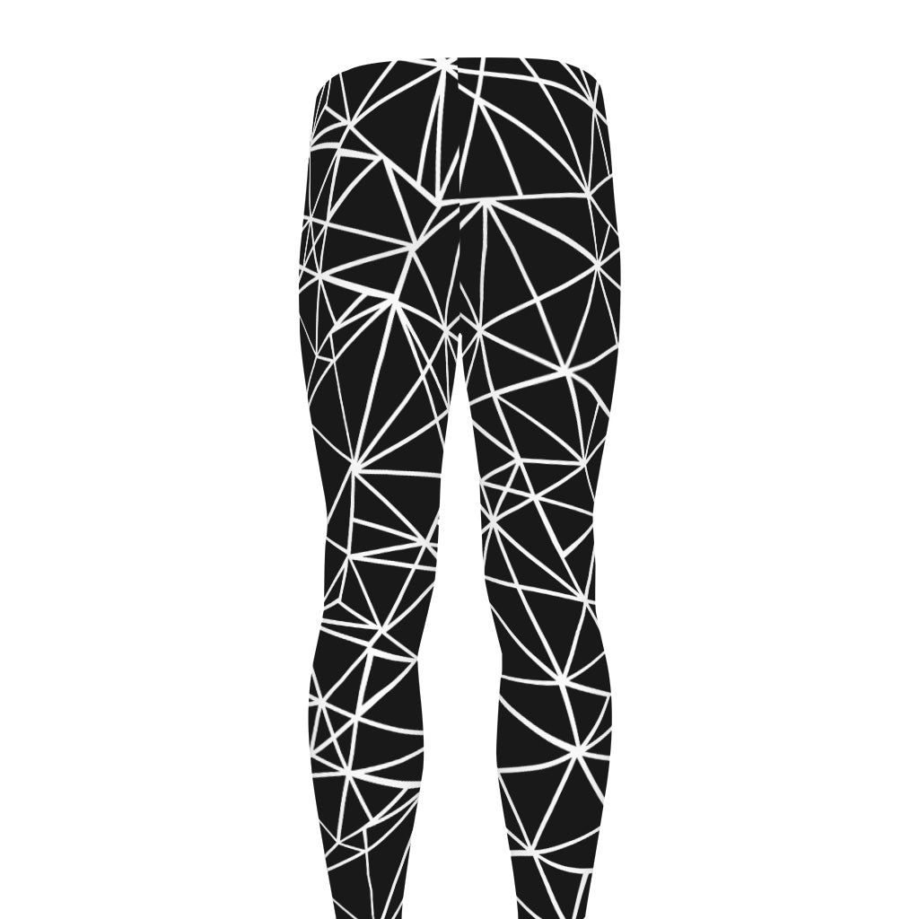 Black And White Geometric Mosaic Print Men's leggings