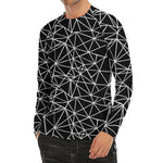 Black And White Geometric Mosaic Print Men's Long Sleeve Rash Guard