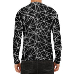 Black And White Geometric Mosaic Print Men's Long Sleeve Rash Guard