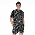 Black And White Geometric Mosaic Print Men's Romper