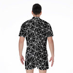 Black And White Geometric Mosaic Print Men's Rompers