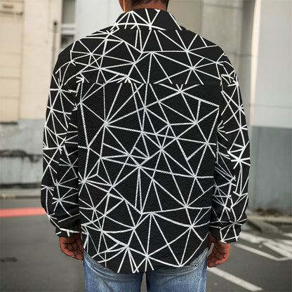 Black And White Geometric Mosaic Print Men's Shirt Jacket