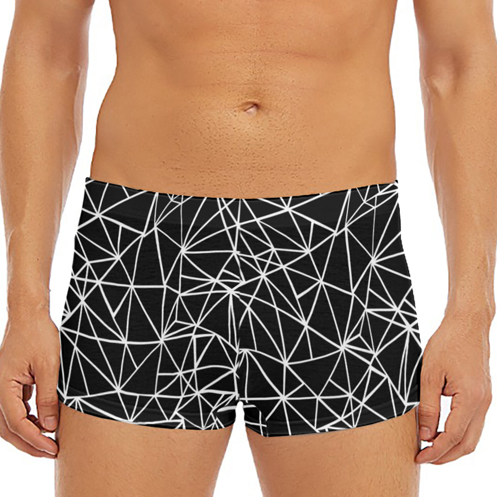 Black And White Geometric Mosaic Print Men's Short Boxer Briefs