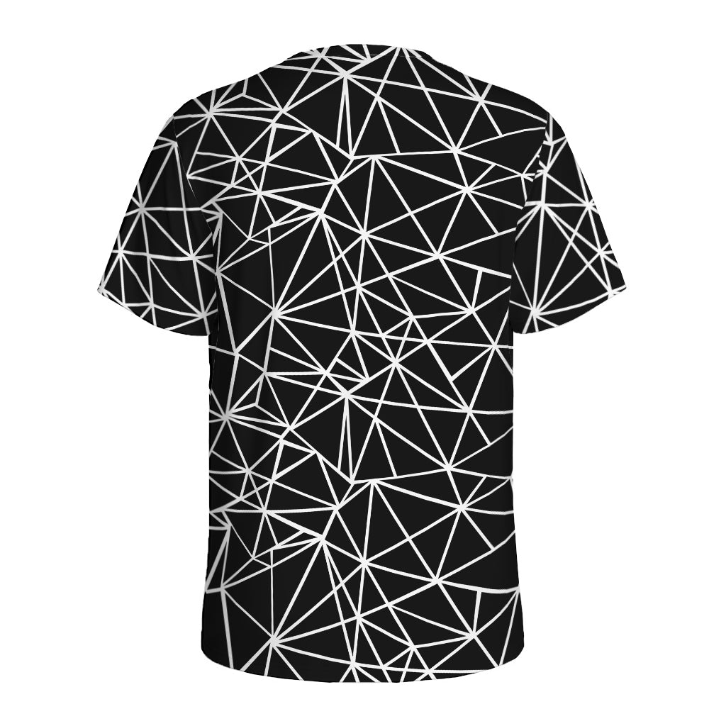 Black And White Geometric Mosaic Print Men's Sports T-Shirt