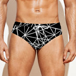 Black And White Geometric Mosaic Print Men's Swim Briefs