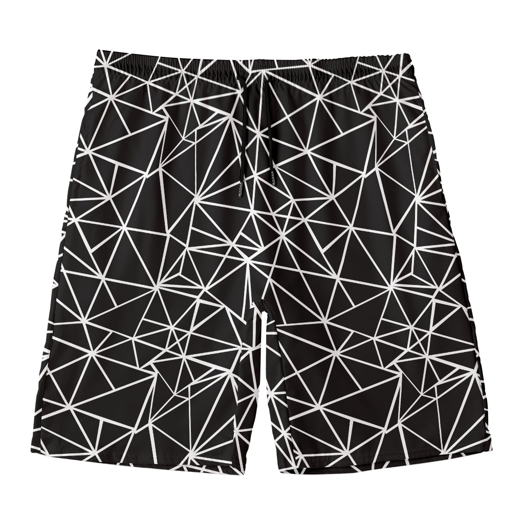 Black And White Geometric Mosaic Print Men's Swim Trunks