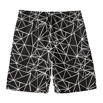 Black And White Geometric Mosaic Print Men's Swim Trunks