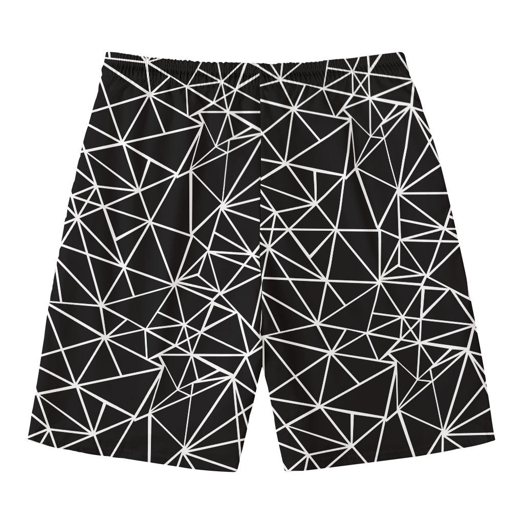 Black And White Geometric Mosaic Print Men's Swim Trunks