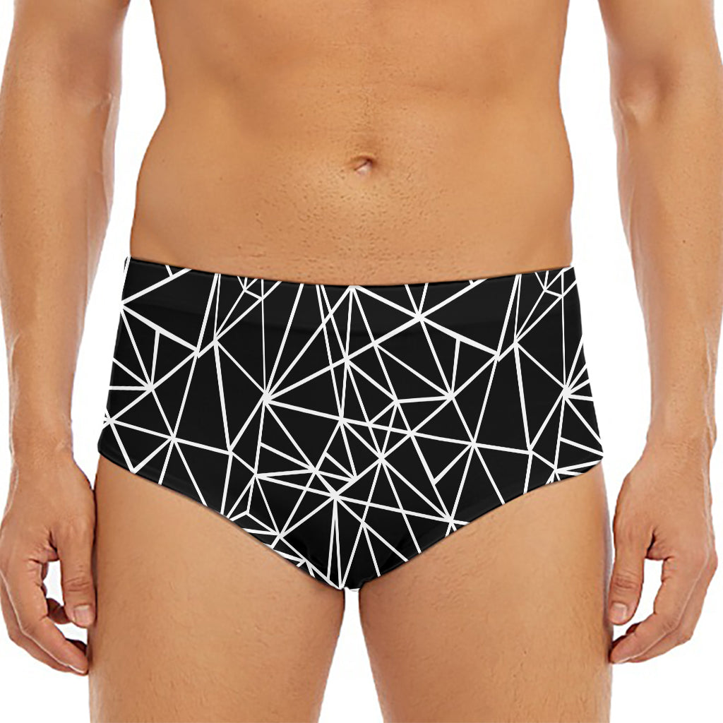 Black And White Geometric Mosaic Print Men's Triangle Swim Briefs