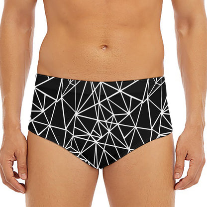 Black And White Geometric Mosaic Print Men's Triangle Swim Briefs