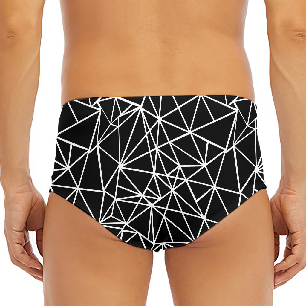 Black And White Geometric Mosaic Print Men's Triangle Swim Briefs