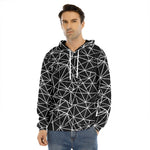 Black And White Geometric Mosaic Print Men's Velvet Pullover Hoodie