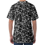 Black And White Geometric Mosaic Print Men's Velvet T-Shirt