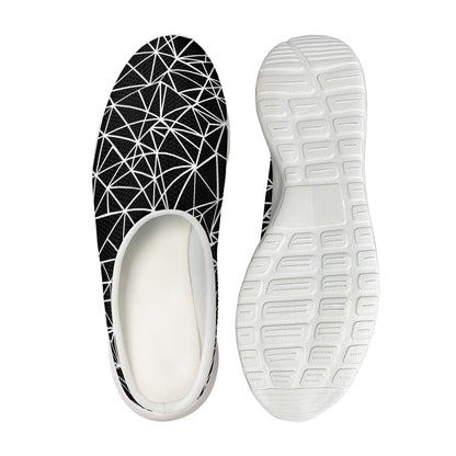 Black And White Geometric Mosaic Print Mesh Casual Shoes
