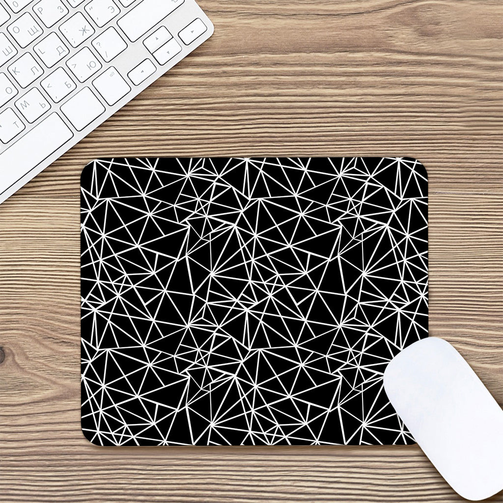 Black And White Geometric Mosaic Print Mouse Pad