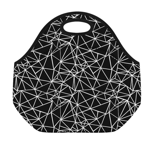 Black And White Geometric Mosaic Print Neoprene Lunch Bag