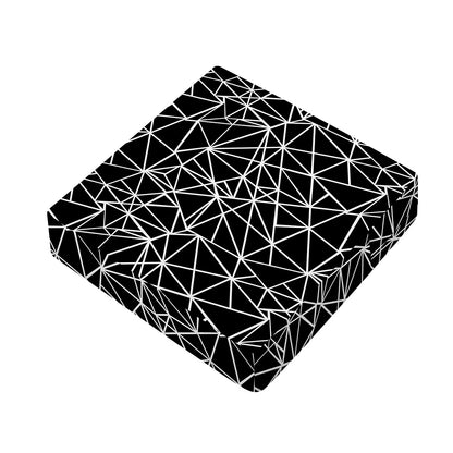 Black And White Geometric Mosaic Print Outdoor Seat Cushion Cover