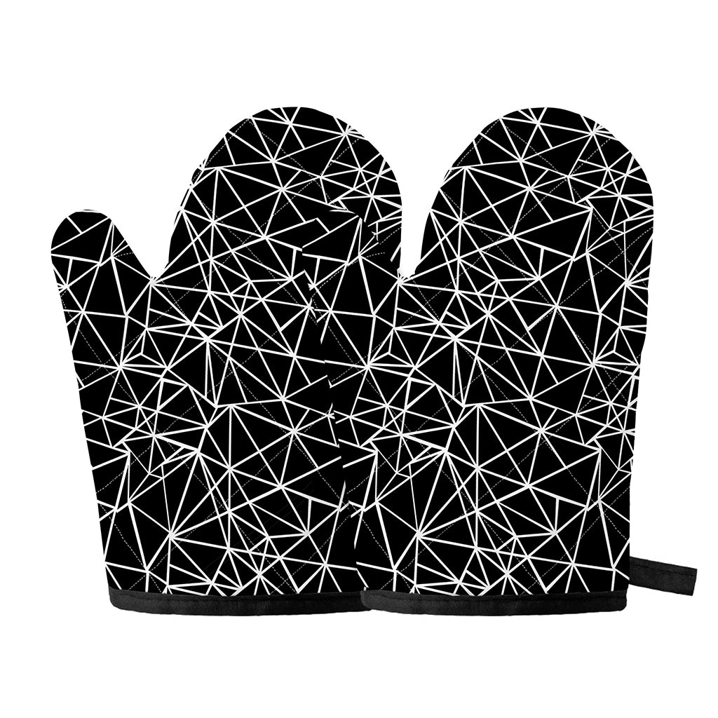 Black And White Geometric Mosaic Print Oven Mitts
