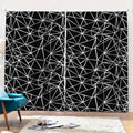 Black And White Geometric Mosaic Print Pencil Pleat Curtains